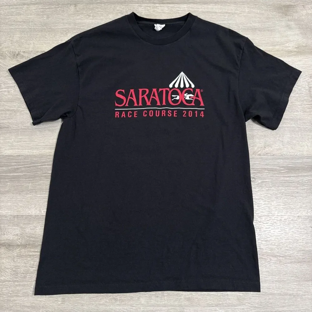 Saratoga Race Course Racetrack Shirt 2014 Men's Black Medium Horse Racing Tee